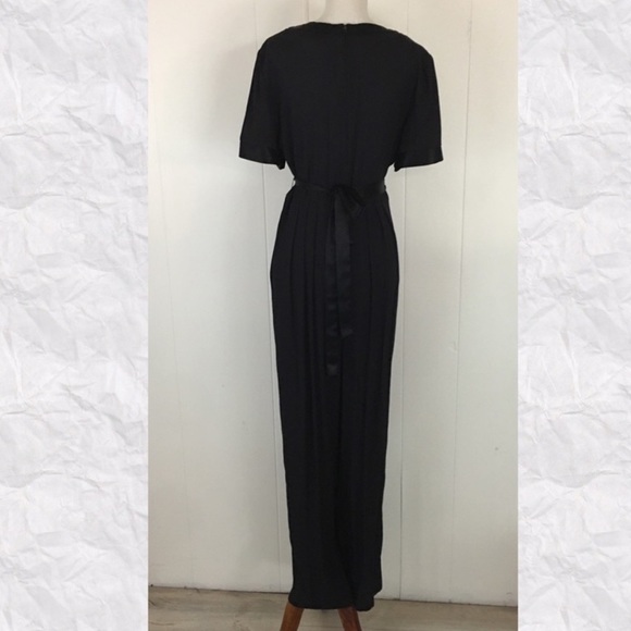 Vintage jumpsuit 80s 90s retro VTG EUC black tieback medium small full length - Picture 4 of 14